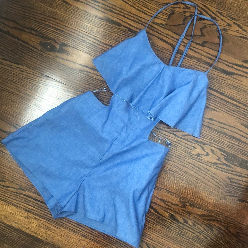 Zara denim romper NWT